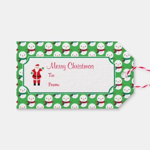 Christmas Santa  Snowman Gift Tag