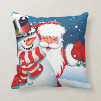 Christmas Santa & Snowman Pillow