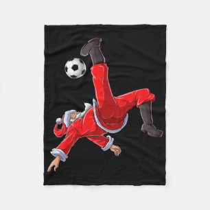 Christmas Santa Soccer Bicycle Kick Xmas Boys Men Fleece Blanket