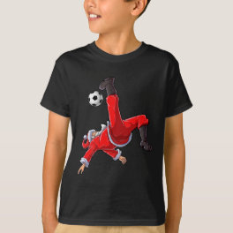 Christmas Santa Soccer Bicycle Kick Xmas Boys Men T-Shirt