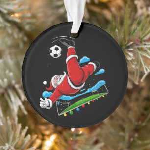 Christmas Santa Soccer Bicycle Kick Xmas Sports Ornament