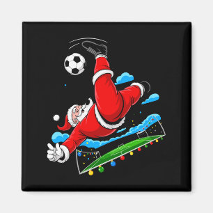 Christmas Santa Soccer Bicycle Kick Xmas Sports T Magnet