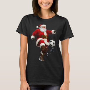 Christmas Santa Soccer Player Football Festive Mer T-Shirt