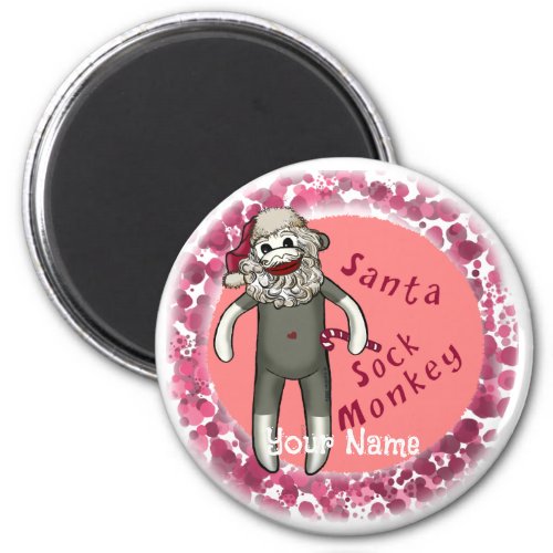 Christmas Santa Sock Monkey Magnet