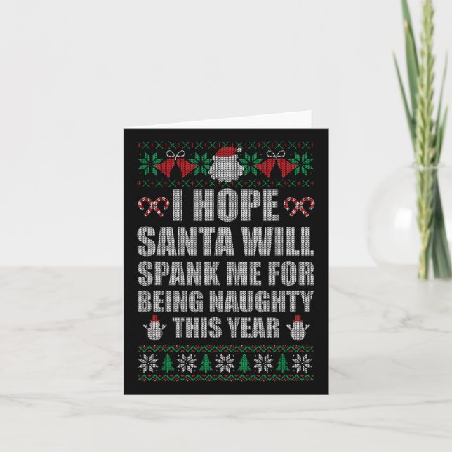 Christmas Santa Spank Naughty Ugly Christmas Sweat Card (Front)
