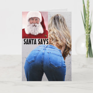 CHRISTMAS SANTA SPANKING PADDLING CARD FOR HER