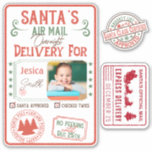 Christmas Santa special delivery kids name & photo Sticker<br><div class="desc">Christmas Santa special delivery kid</div>