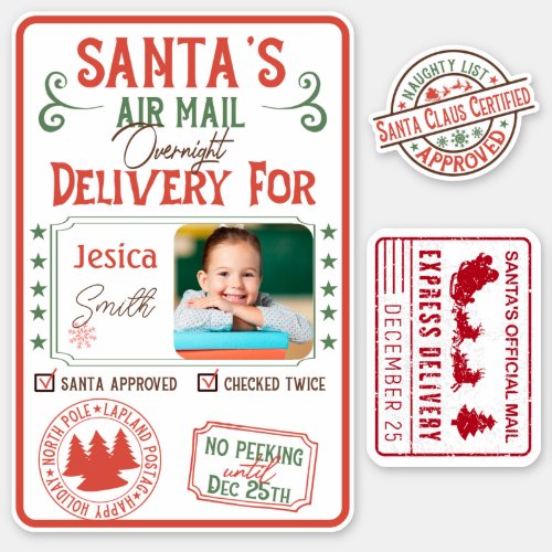 Christmas Santa special delivery kids name  photo Sticker