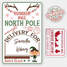 Christmas Santa Special Delivery With Name Sticker at Zazzle