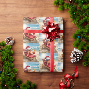 Christmas Santa Stafish On a Chaise Lounge Wrapping Paper