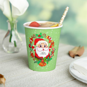 Christmas Santa Stocking Cane Present Holly Paper Cups