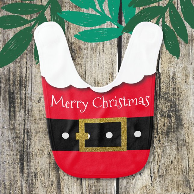 Christmas Santa Suit Belt Beard  Baby Bib (Creator Uploaded)