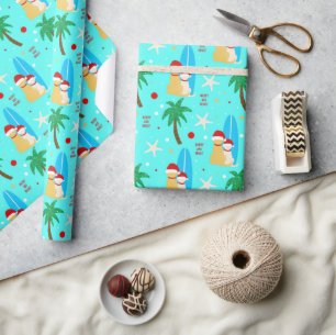 Christmas Santa Surfing Dogs Gift Wrap Roll