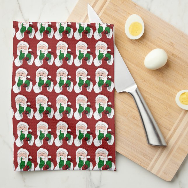 Christmas Santa Towel Custom Holiday Tea Towels (Quarter Fold)
