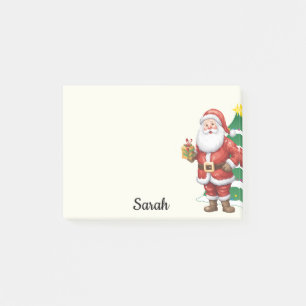 Christmas Santa Tree Add Name Cute Seasonal Post-it Notes