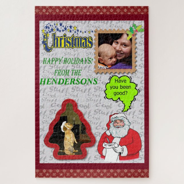 Christmas Santa & Tree Add Photos Large Jigsaw Puzzle (Vertical)