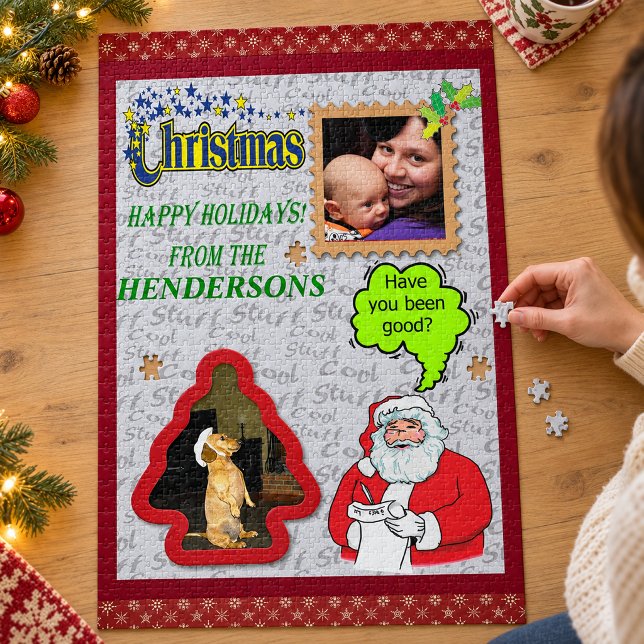 Christmas Santa & Tree Add Photos Large Jigsaw Puzzle (Christmas Santa & Tree Add Photos Large Jigsaw Puzzle)