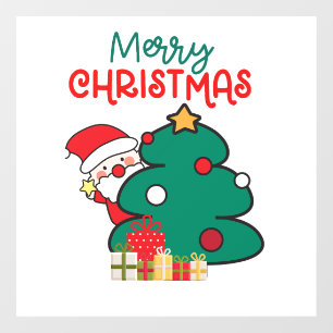 Christmas Santa Tree and Gifts Window Cling