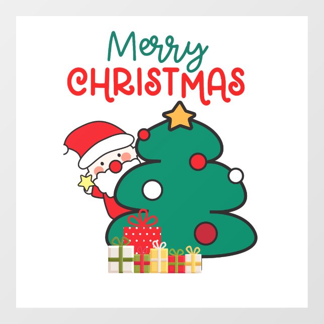Christmas Santa Tree and Gifts Window Cling (Sheet)