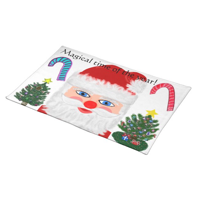 Christmas Santa Trees Candy Canes Placemats (On Table)