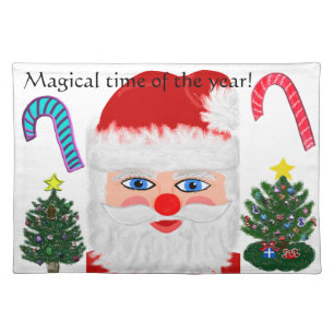 Christmas Santa Trees Candy Canes Placemats