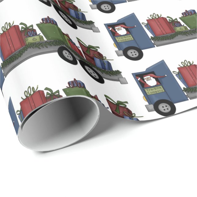 Christmas Santa truck driving Santa party wrap Wrapping Paper (Roll Corner)