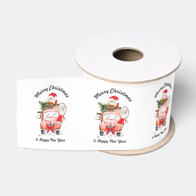 Christmas santa truck with gifts grosgrain ribbon (Spool)