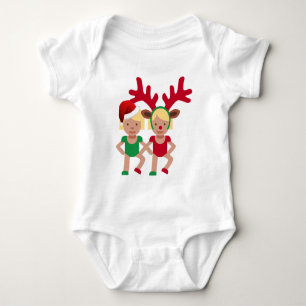 christmas santa twins emoji baby bodysuit