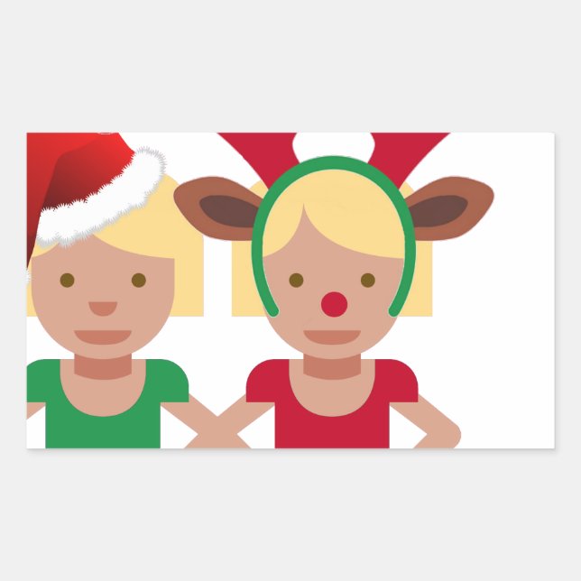 christmas santa twins emoji rectangular sticker (Front)