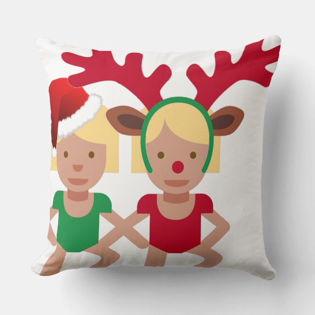 christmas santa twins emoji throw pillow (Front)