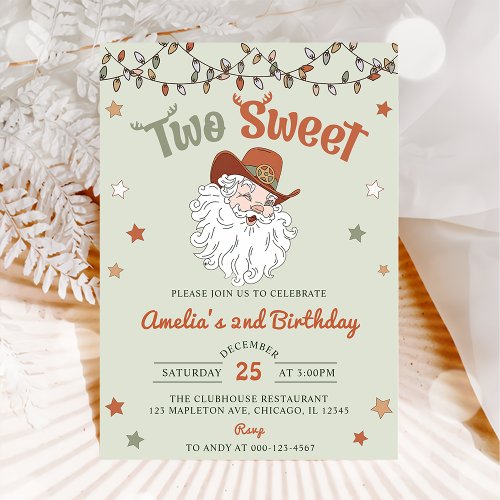 Christmas Santa Two Sweet 2nd Birthday Party Invitation