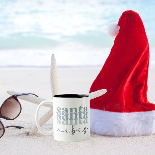 Christmas Santa Vibes Beachy Modern Font  Two_Tone Coffee Mug