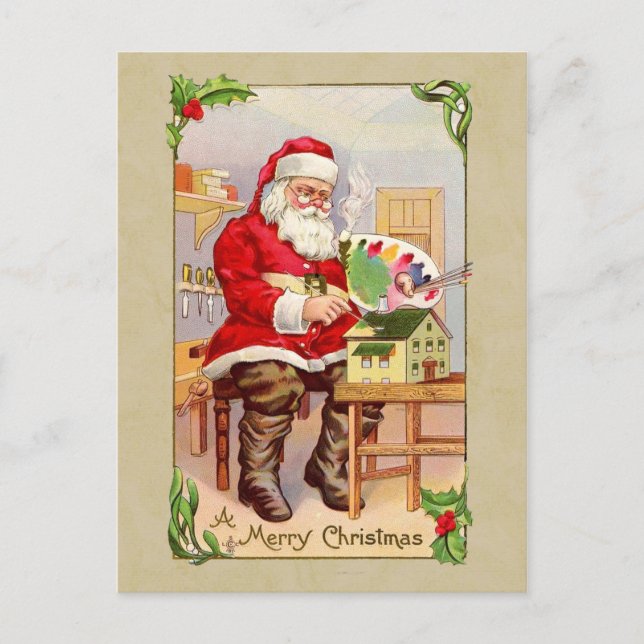 Christmas Santa Vintage Reproduction Postcard (Front)