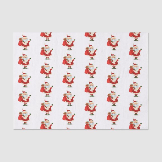 Christmas Santa wearing mask glasses Tissue Paper (Front)