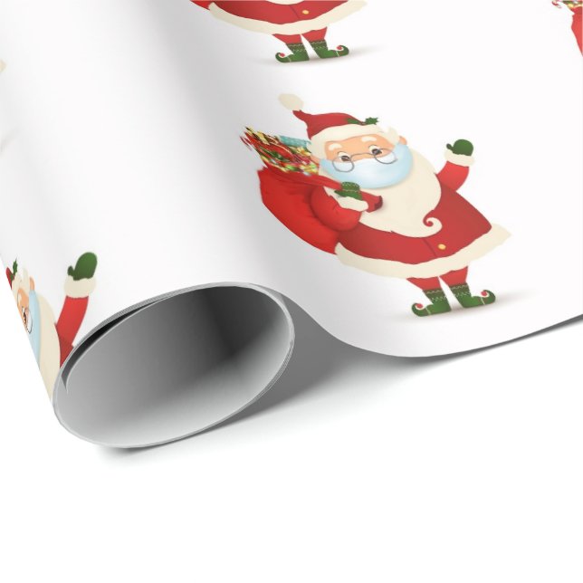 Christmas Santa wearing mask glasses Wrapping Paper (Roll Corner)