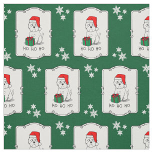 Christmas Santa West Highland White Terrier Westie Fabric