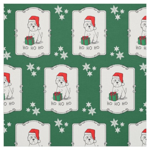Christmas Santa West Highland White Terrier Westie Fabric