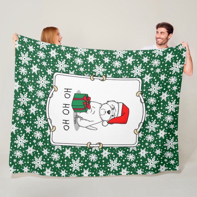 Christmas Santa West Highland White Terrier Westie Fleece Blanket (In Situ)