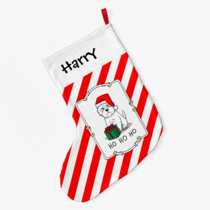 Christmas Santa West Highland White Terrier Westie Large Christmas Stocking