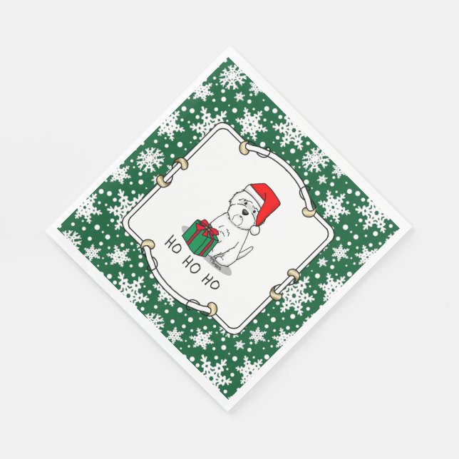 Christmas Santa West Highland White Terrier Westie Napkins (Corner)