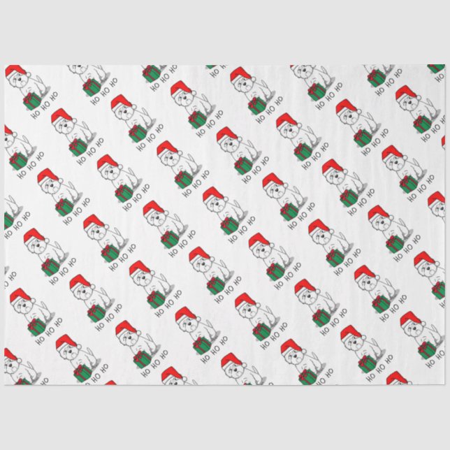 Christmas Santa West Highland White Terrier Westie Tissue Paper (Front)