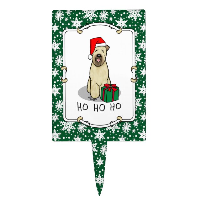 Christmas Santa Wheaten Terrier (wheaten 1b2) Cute Cake Topper (Front)