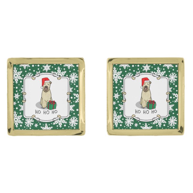 Christmas Santa Wheaten Terrier (wheaten 1b2) Cute Cufflinks (Front)