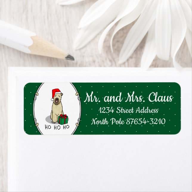 Christmas Santa Wheaten Terrier (wheaten 1b2) Cute Label (Insitu)