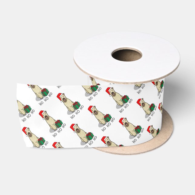 Christmas Santa Wheaten Terrier (wheaten 1b2) Cute Satin Ribbon (Spool)