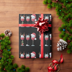 Christmas Santa Wine Glass Holiday Season Drinking Wrapping Paper