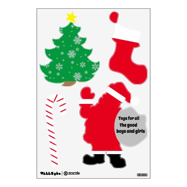 Christmas Santa with a bag of toys Wall Decal (Front)