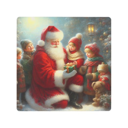 Christmas Santa with Children 2 Metal Print