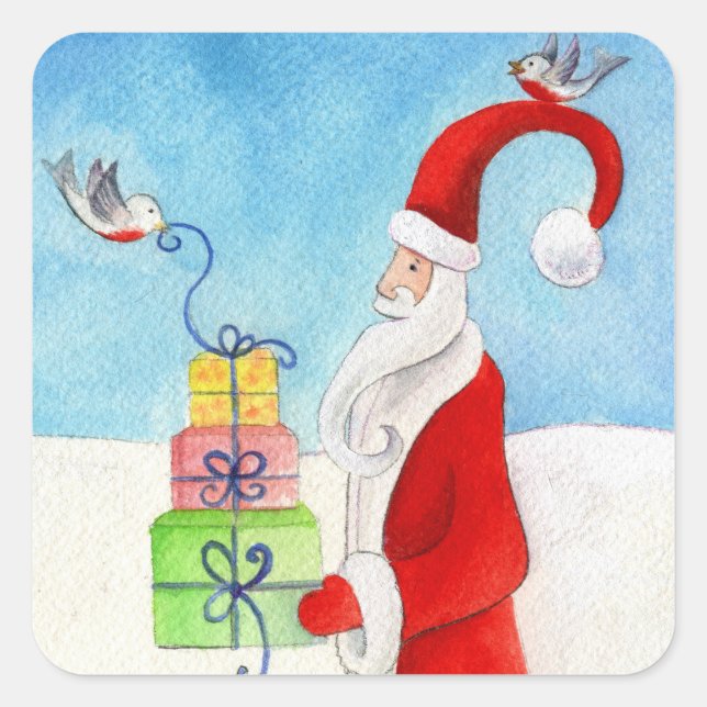 Christmas Santa with gifts sticker (Front)