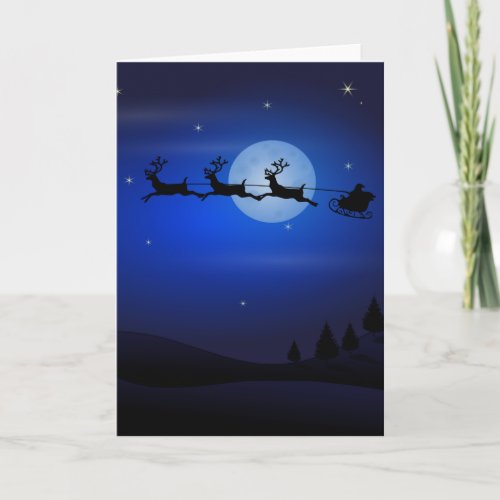 Christmas Santa with Reindeer Holiday Card